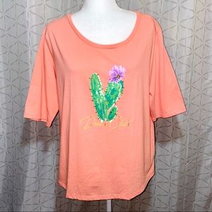 Womens T-Shirt Desert Child Cactus Print Size XXL